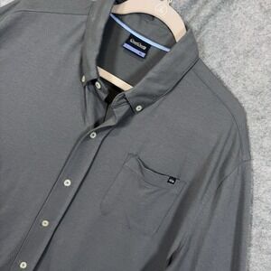 Good Good Golf Button Down Shirt Mens XL Gray Pique Cotton Pocket Lightweight